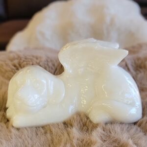 White Tourmaline Guardian Angel Dog Natural Stone Carving